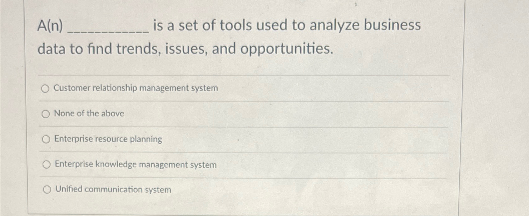 A ( n ) is a set of tools used to analyze