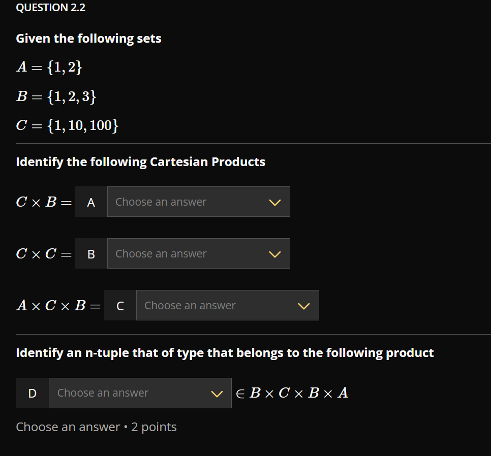Identify an n - tuple that of type that belongs