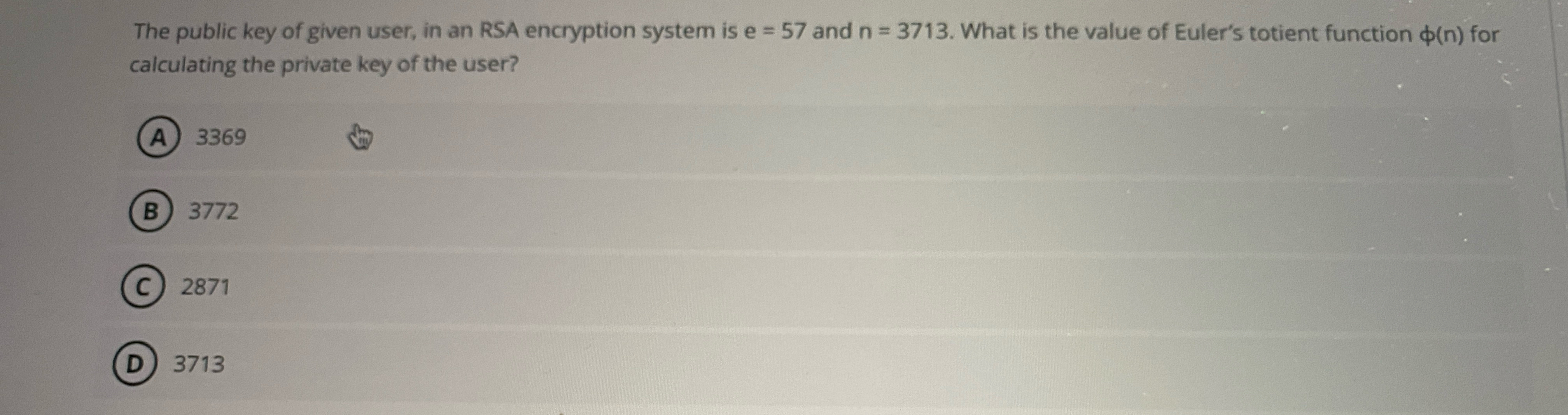 The public key of given user, in an RSA