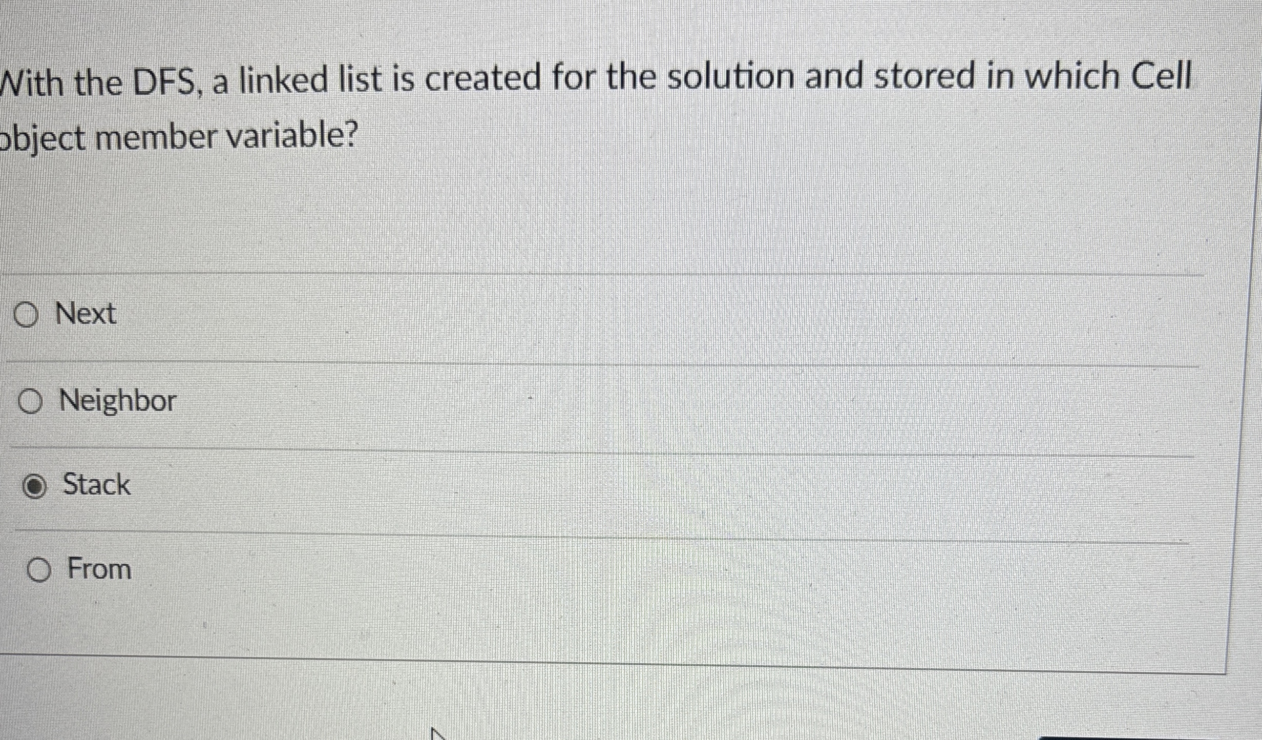 Nith the DFS , a linked list is created for the