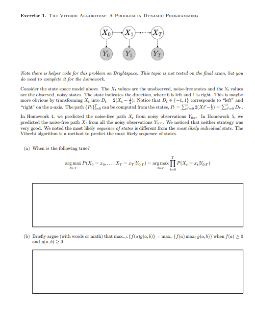 Exercise 1 . The Viterbi Algorithm: A Problem in