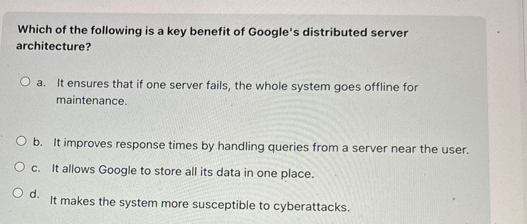 Which of the following is a key benefit of