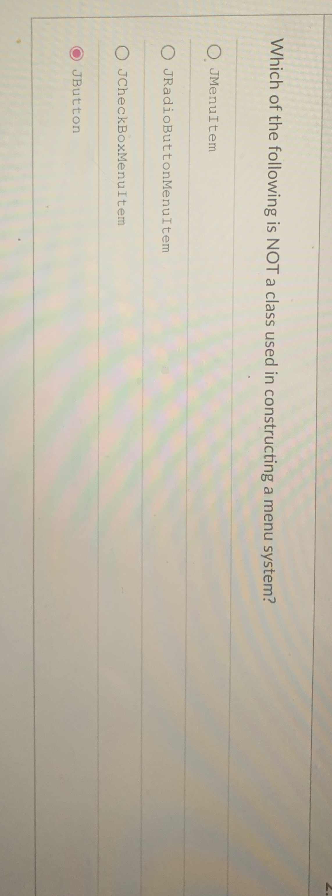 Which of the following is NOT a class used in