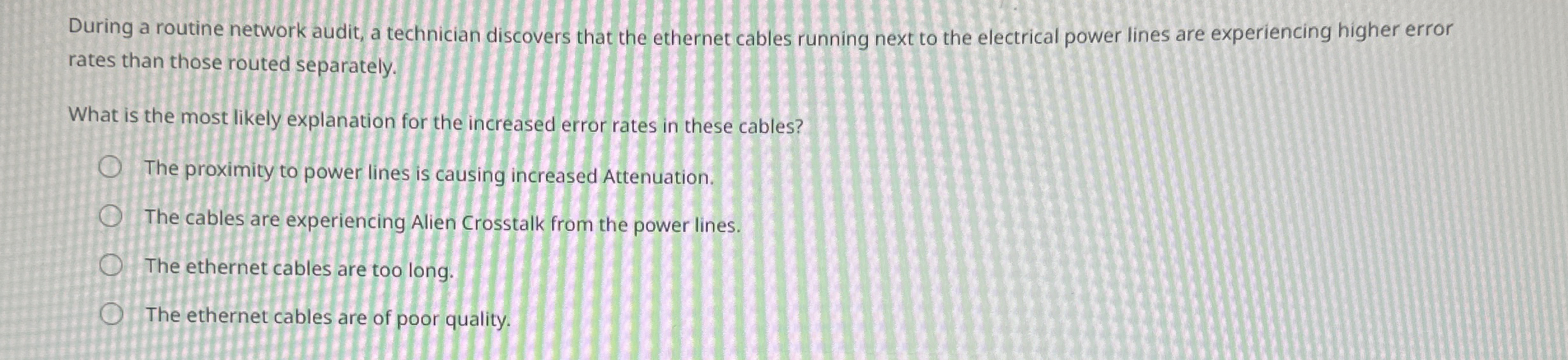 During a routine network audit, a technician
