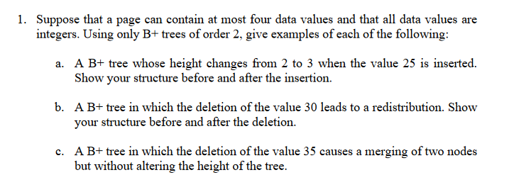 Suppose that a page can contain at most four data