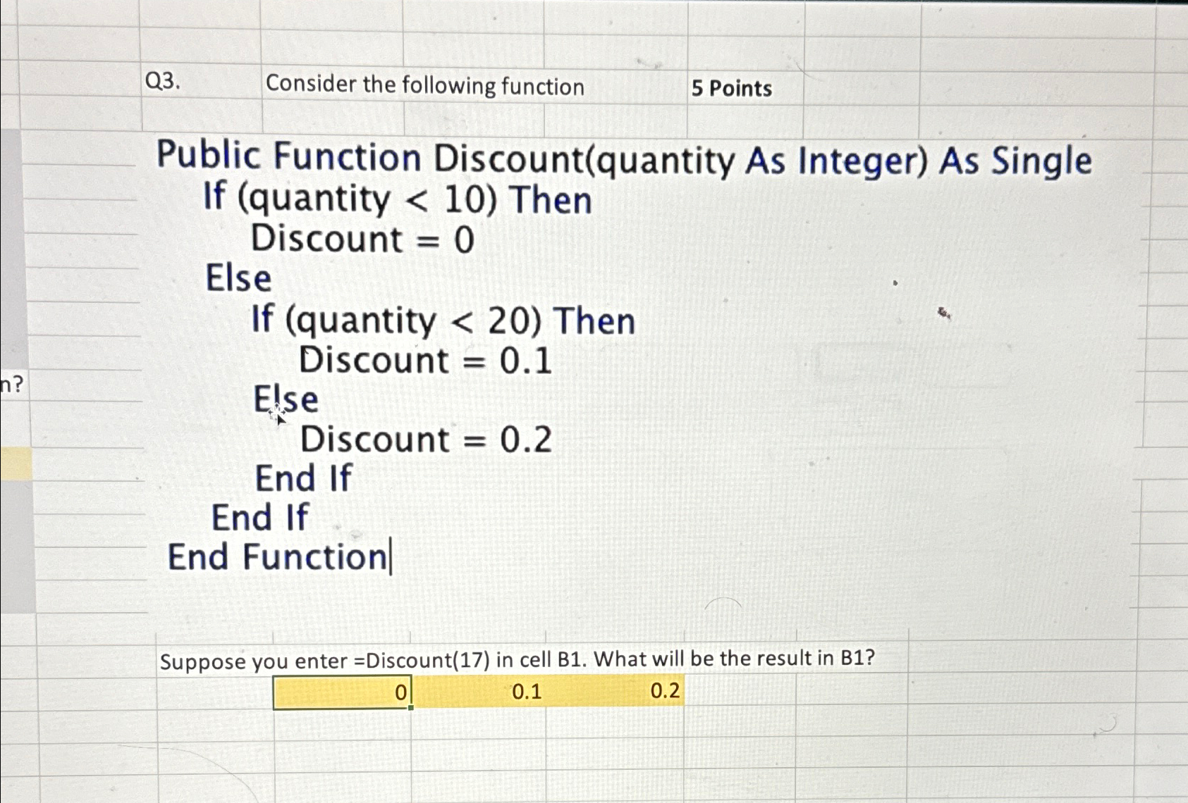 Q 3 . Consider the following function 5 Points