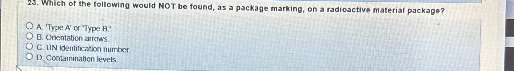 Which of the following would NOT be found, as a