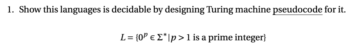 Show this languages is decidable by designing