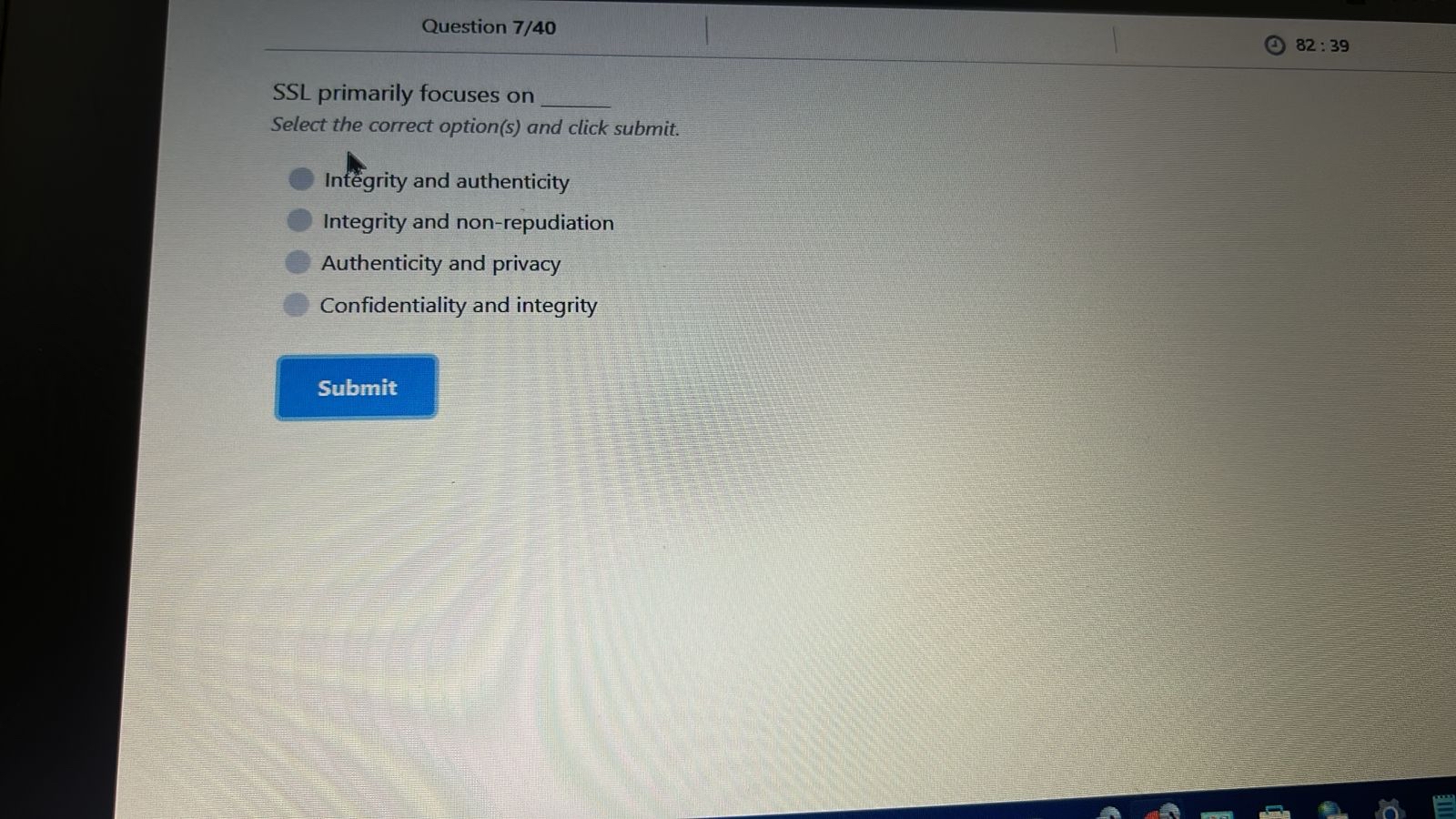 SSL primarily focuses on Select the correct