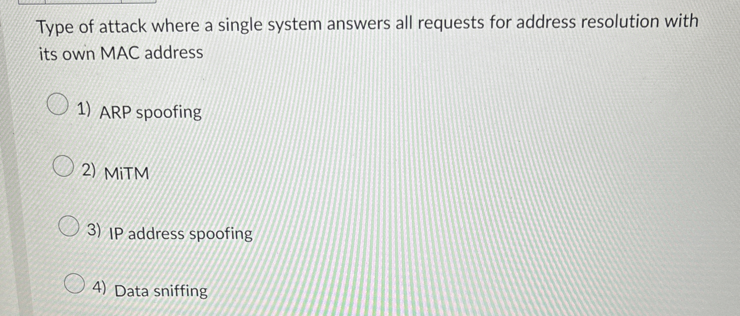 Type of attack where a single system answers all
