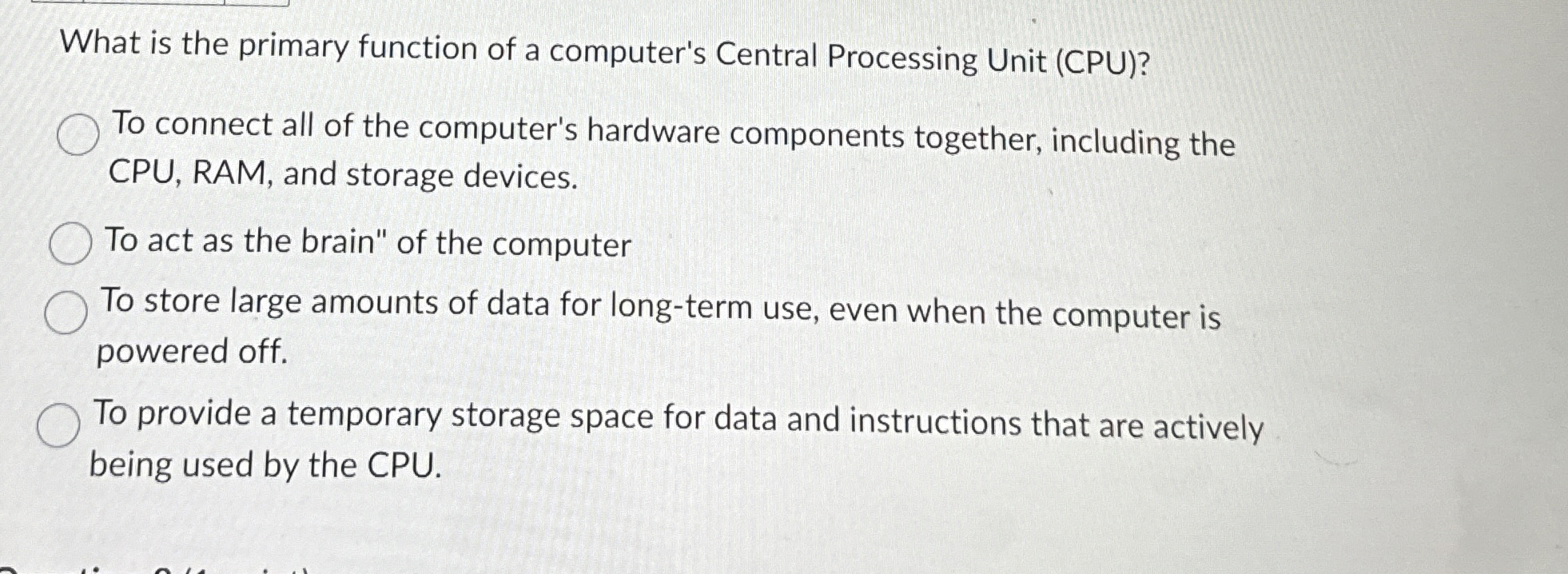 What is the primary function of a computer's