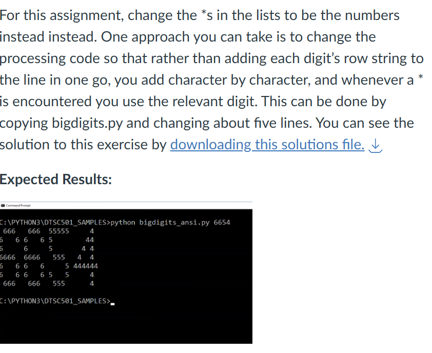 For this assignment, change the * s i n the lists