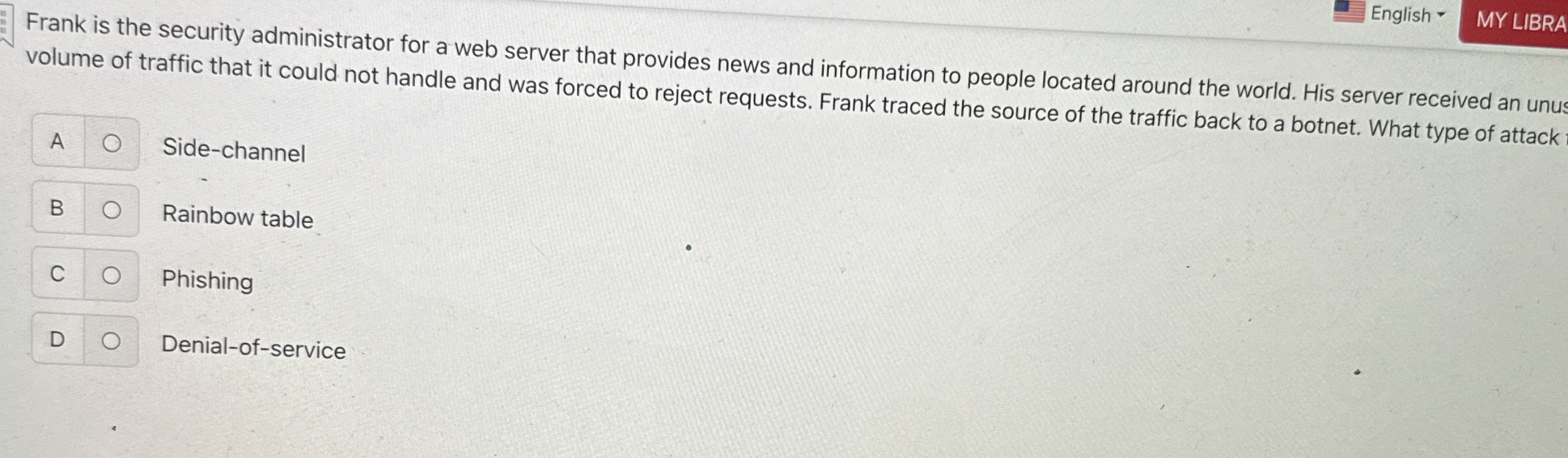 Frank is the security administrator for a web