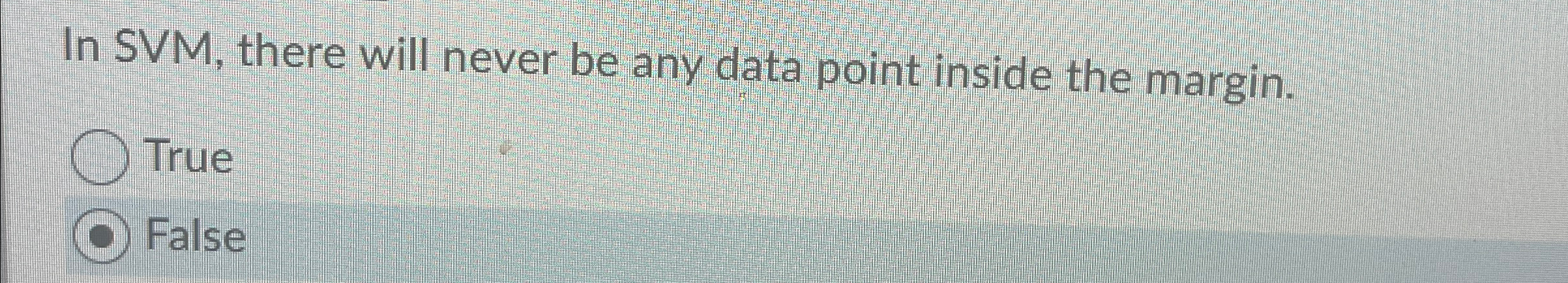 In SVM , there will never be any data point