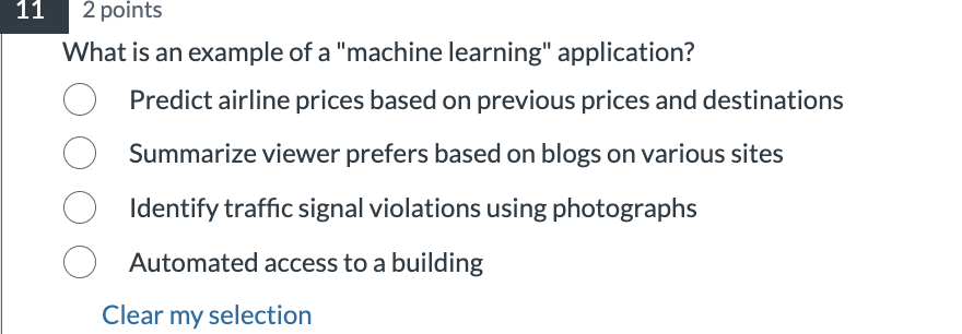1 1 2 points What is an example of a "machine