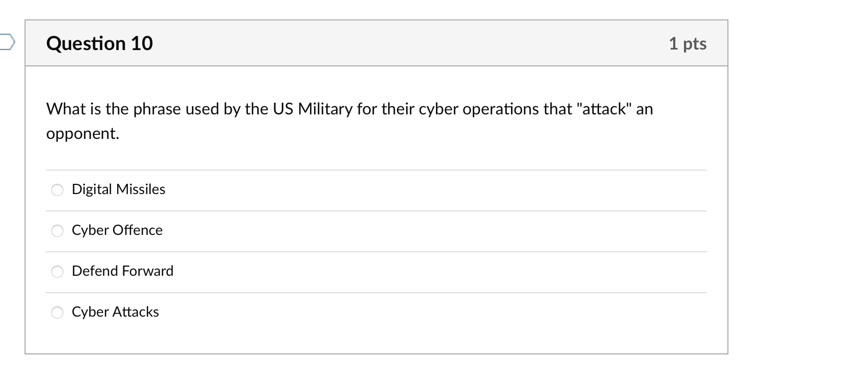 Question 1 0 What is the phrase used by the US