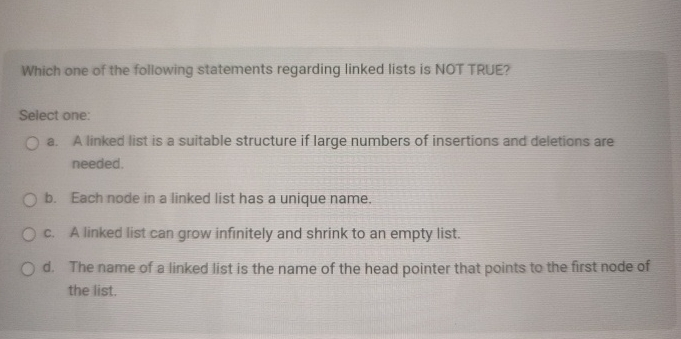 Which one of the following statements regarding