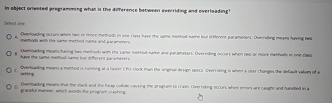 In object oriented programming what is the
