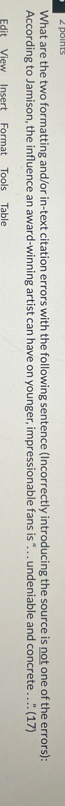 What are the two formatting and / or in - text