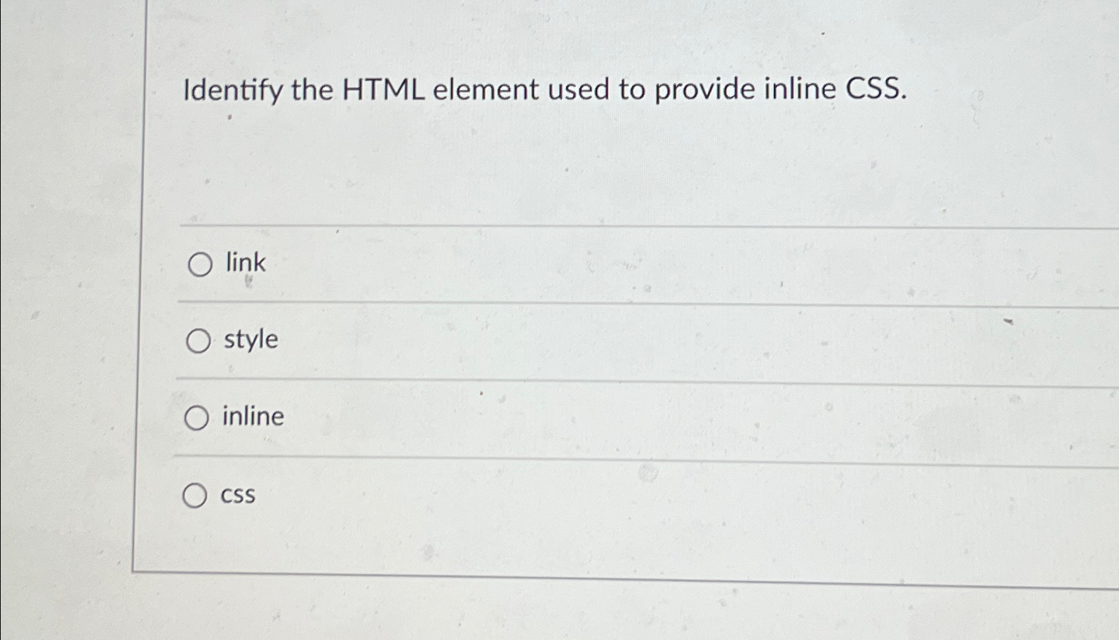 Identify the HTML element used to provide inline