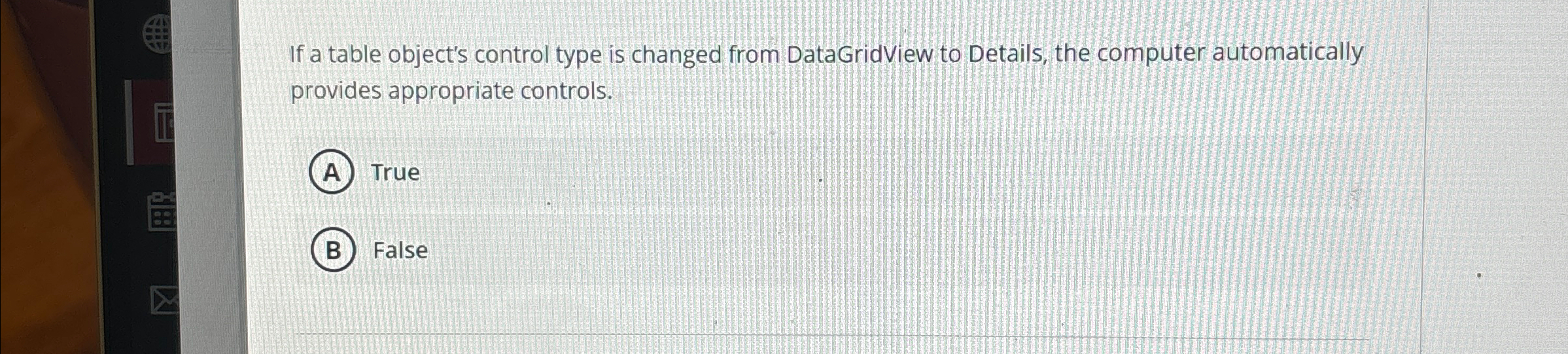 If a table object's control type is changed from