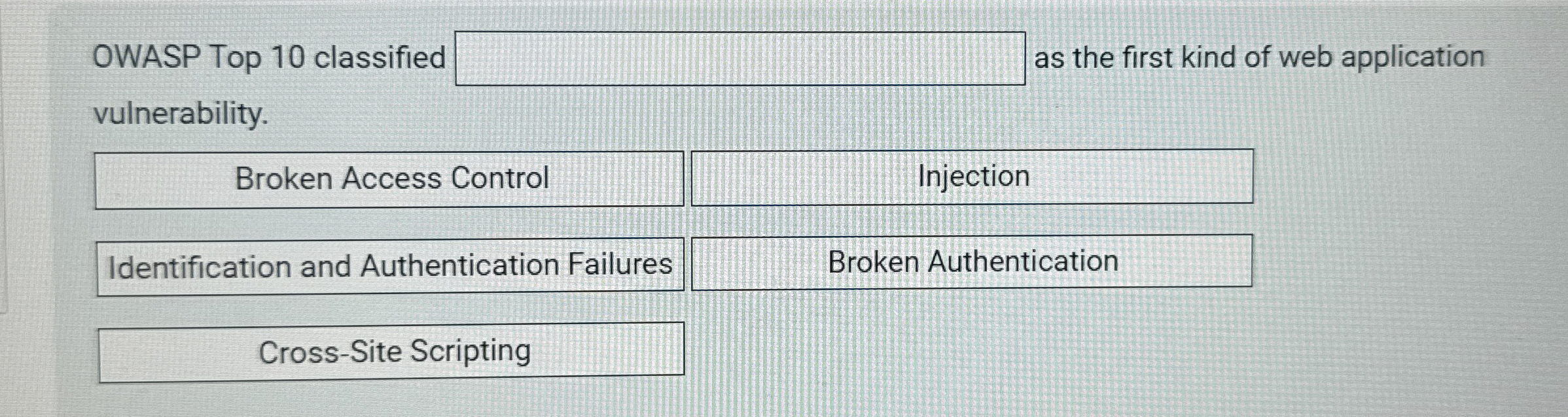 OWASP Top 1 0 classified as the first kind of web