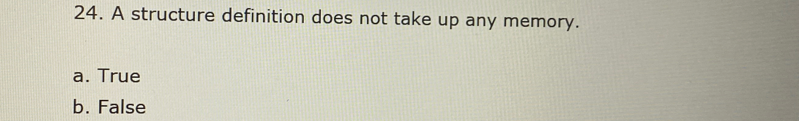 A structure definition does not take up any