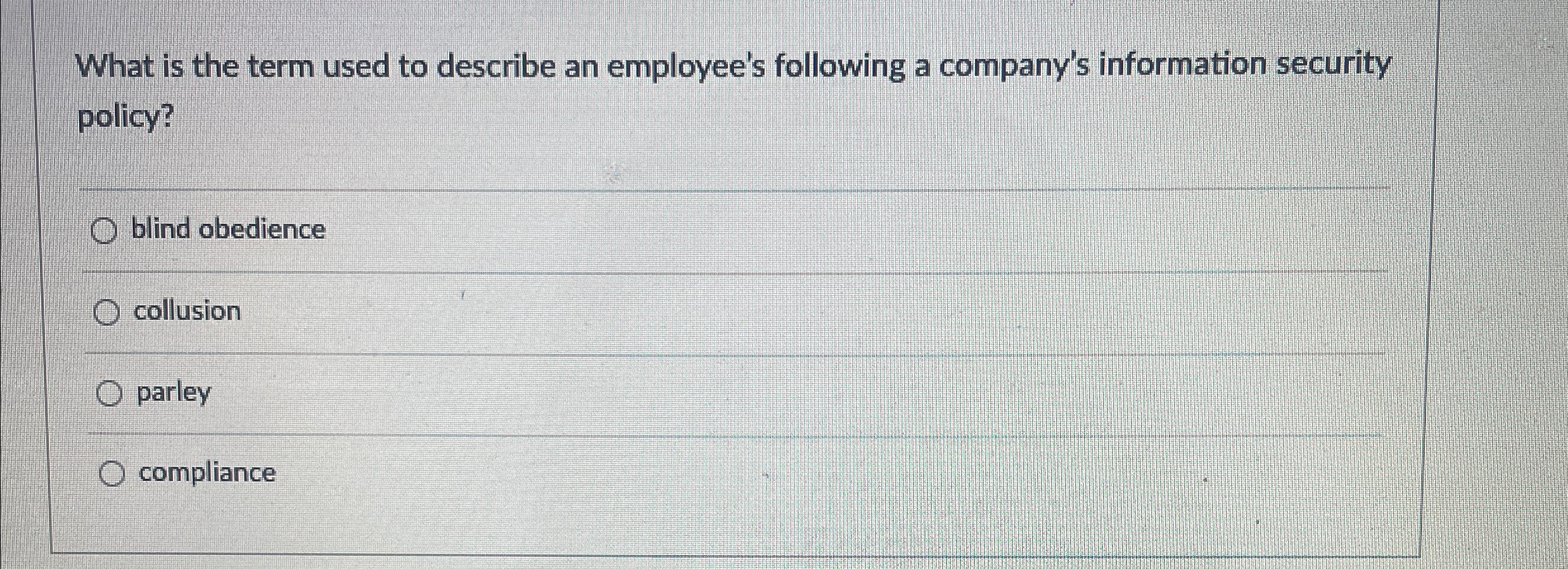 What is the term used to describe an employee's