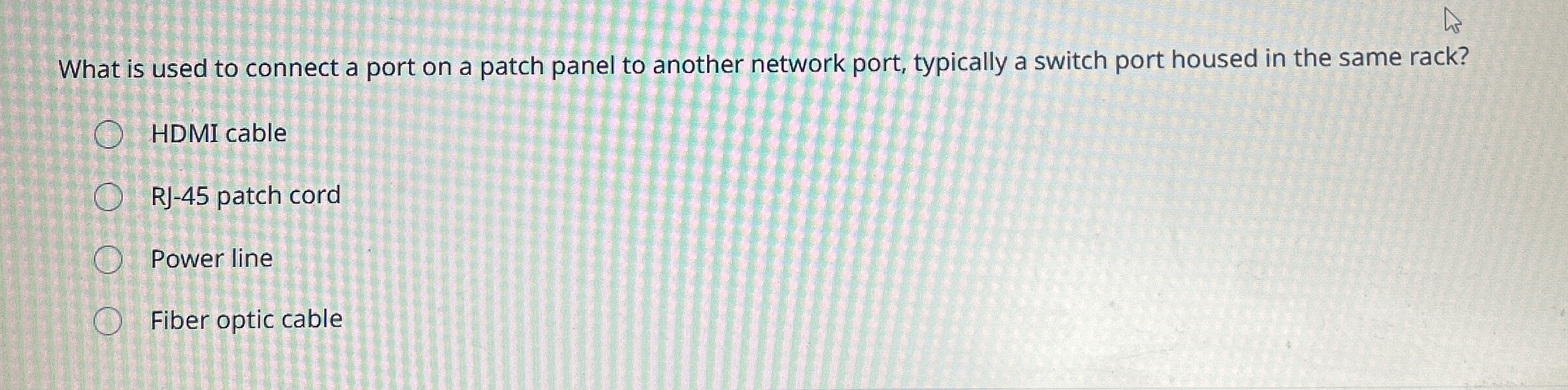 What is used to connect a port on a patch panel