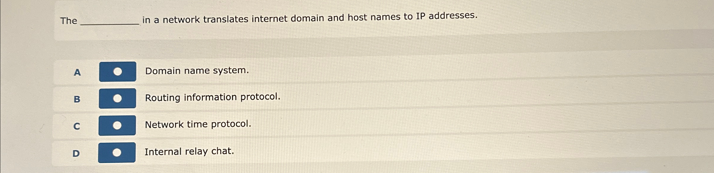 The in a network translates internet domain and