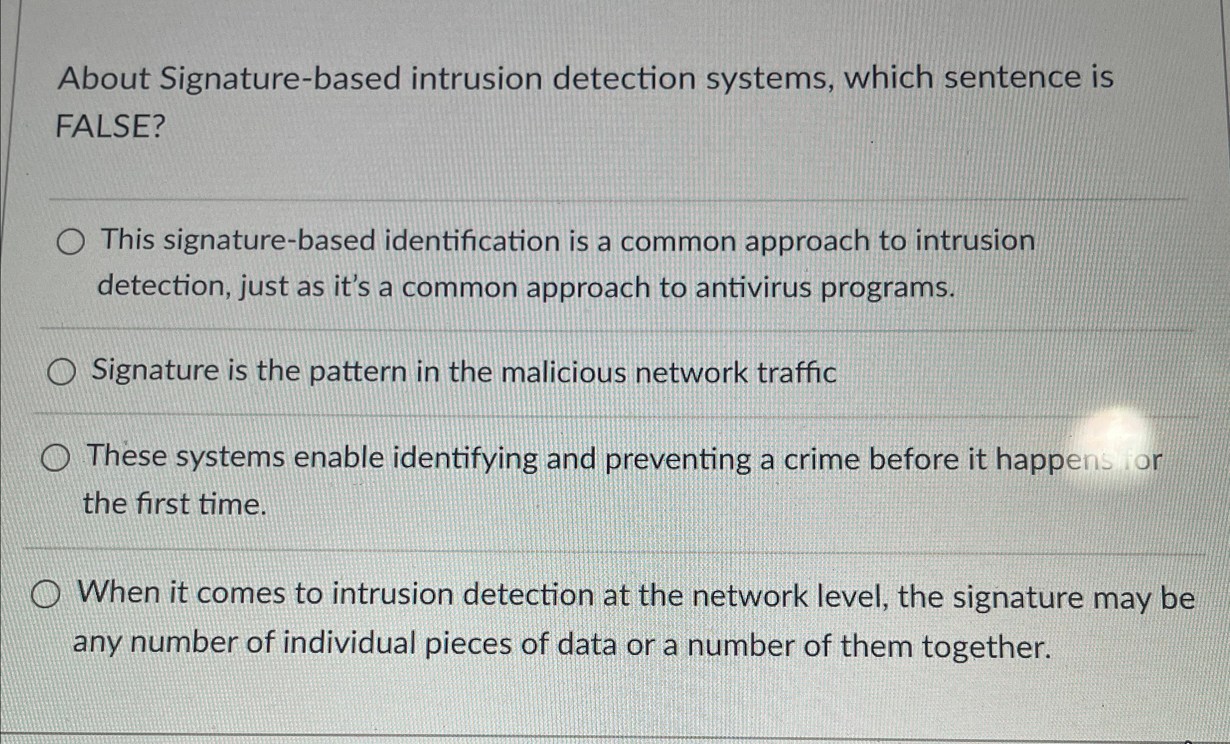 About Signature - based intrusion detection
