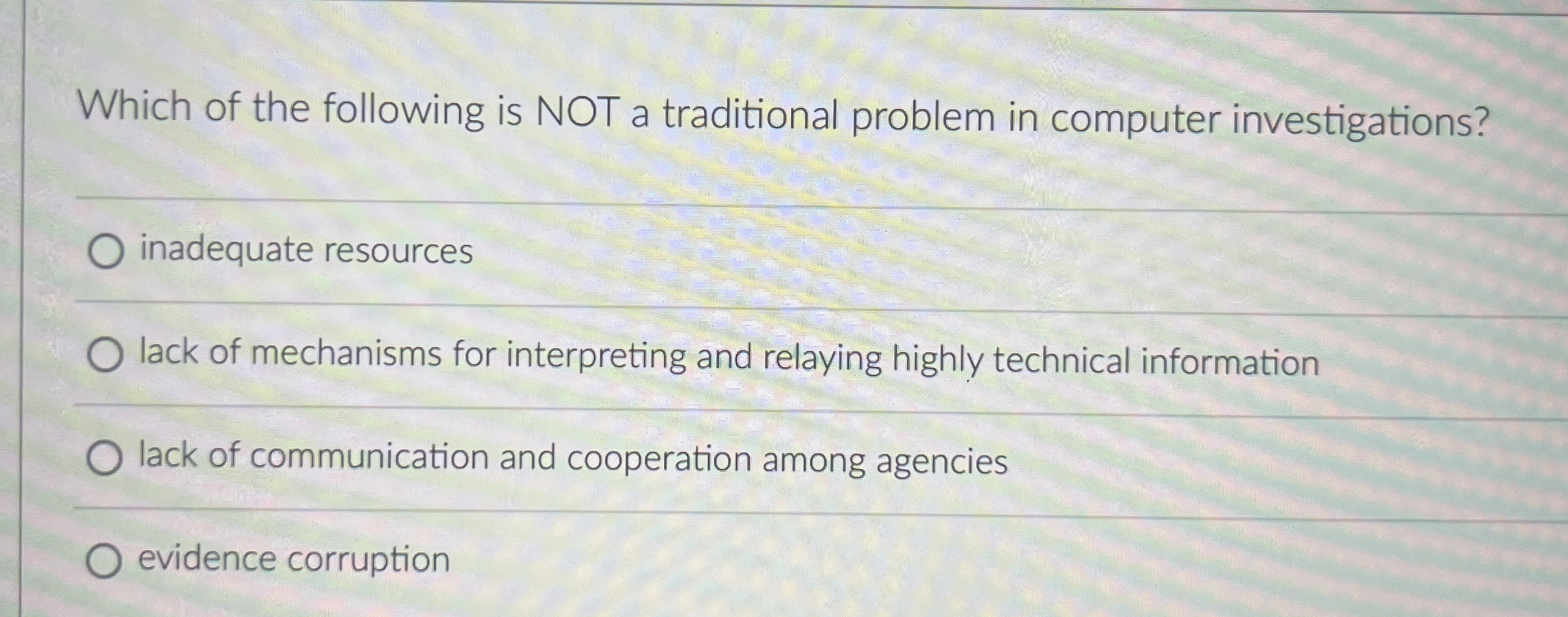 Which of the following is NOT a traditional