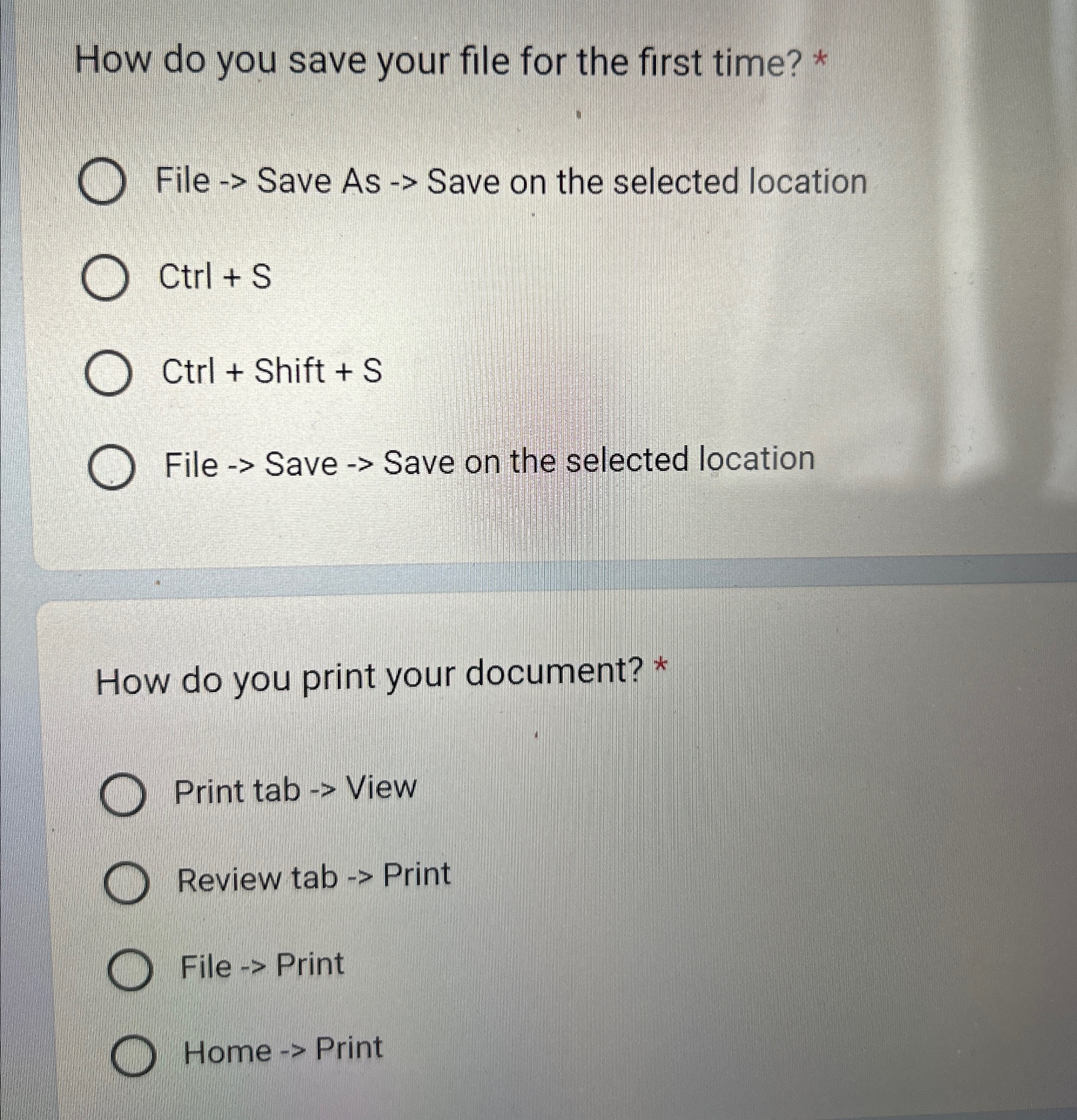 How do you save your file for the first time? *
