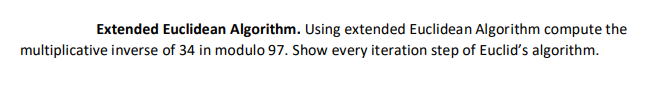 Extended Euclidean Algorithm. Using extended
