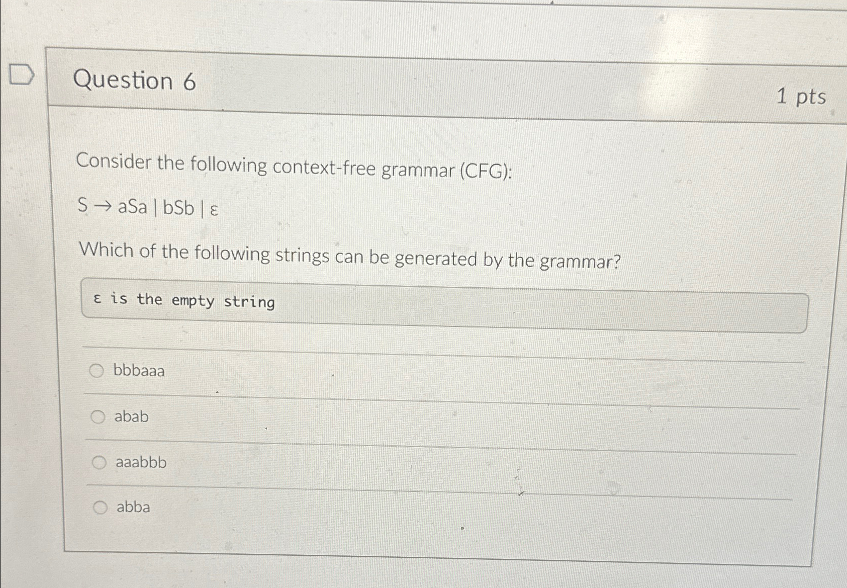 Question 6 1 p t s Consider the following context