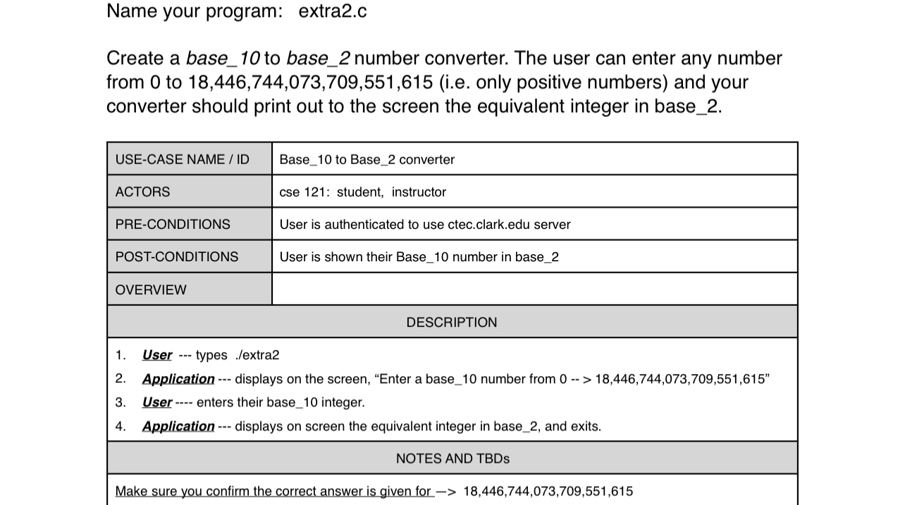 Name your program: extra 2 . c Create a base _ 1