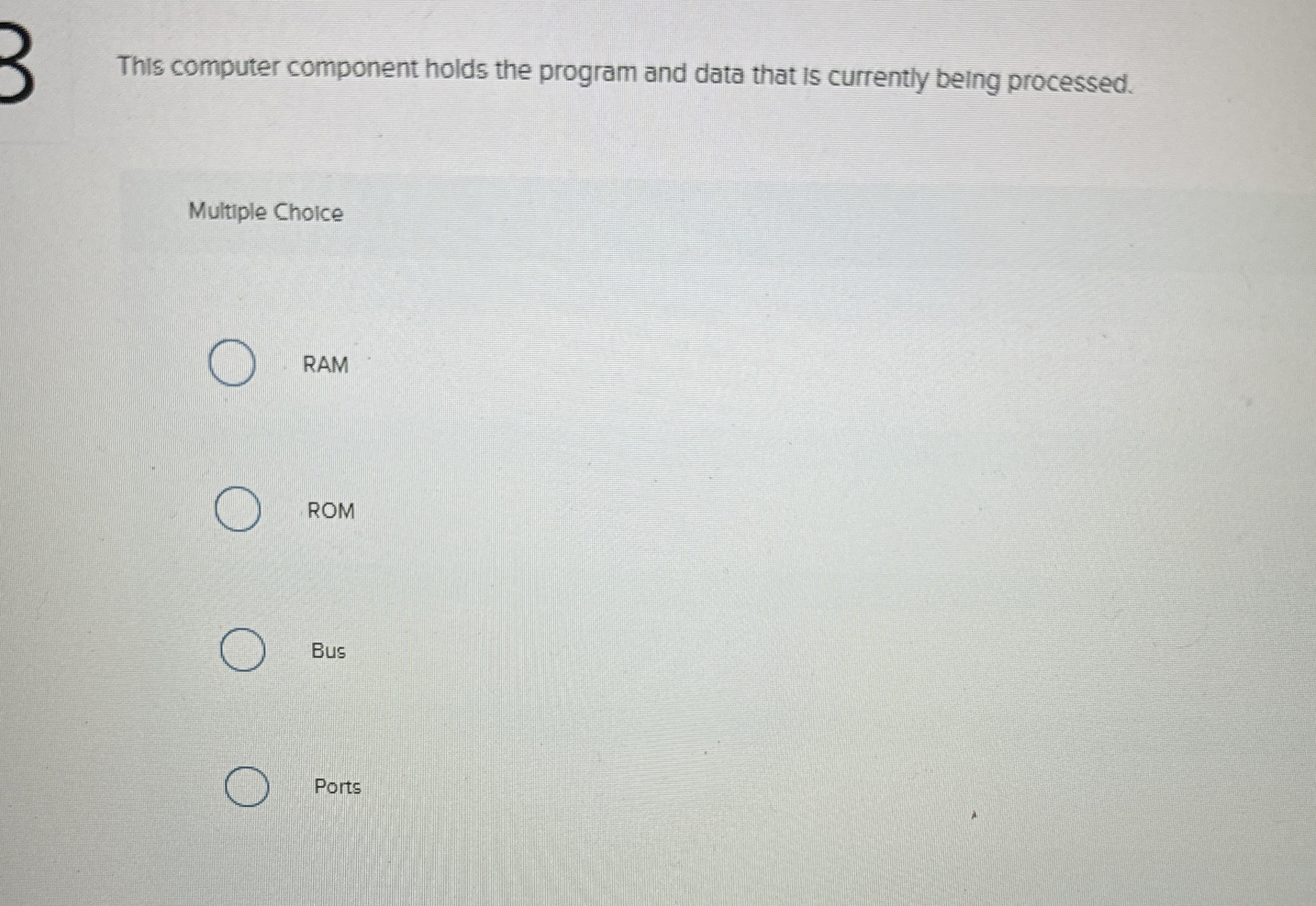 This computer component holds the program and