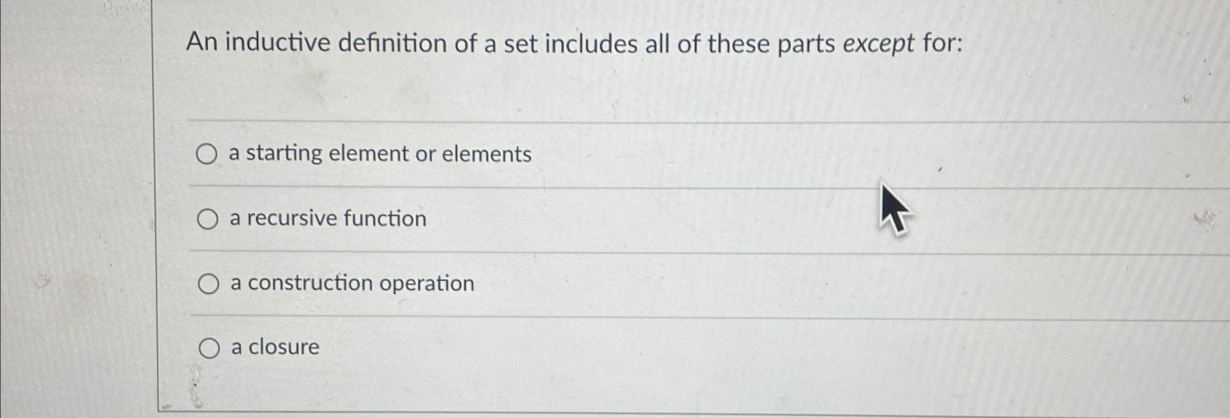 An inductive definition of a set includes all of
