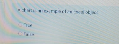 A chart is an example of an Excel object True