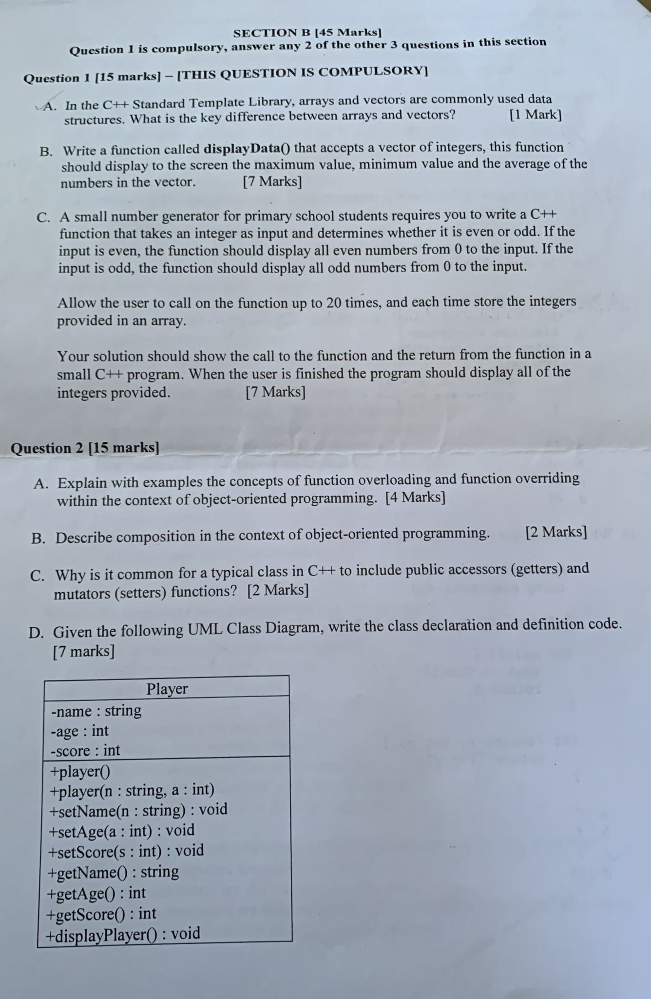 SECTION B [ 4 5 Marks ] Question 1 is compulsory,