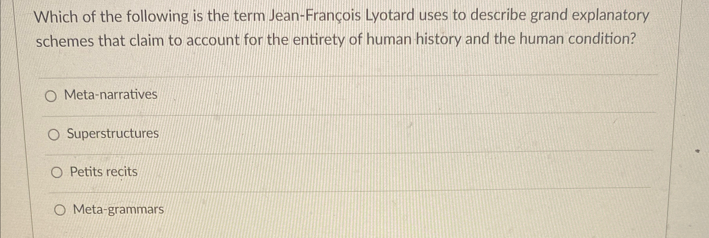 Which of the following is the term Jean - Fran