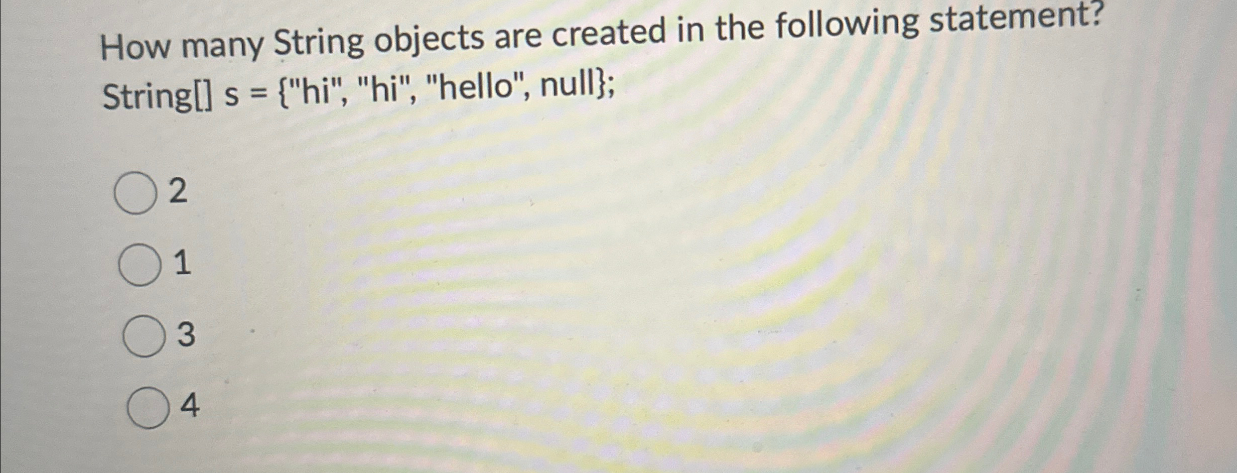 How many String objects are created in the