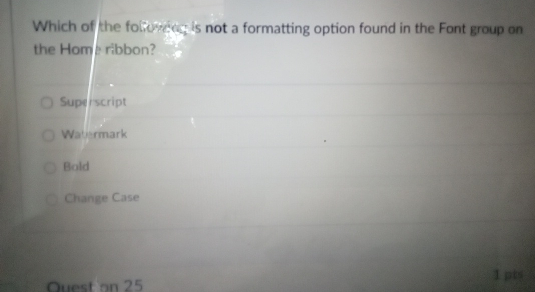 Which of the folferetg is not a formatting option