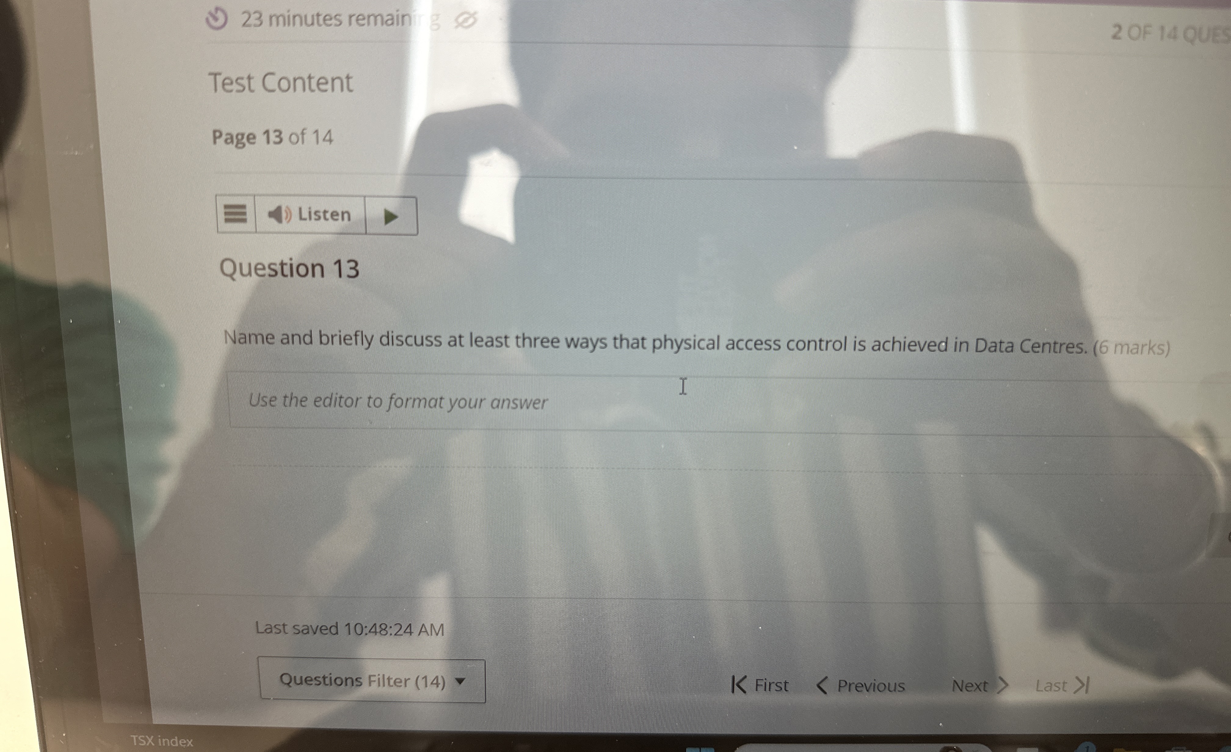 2 3 minutes remain 2 OF 1 4 QUES Test Content