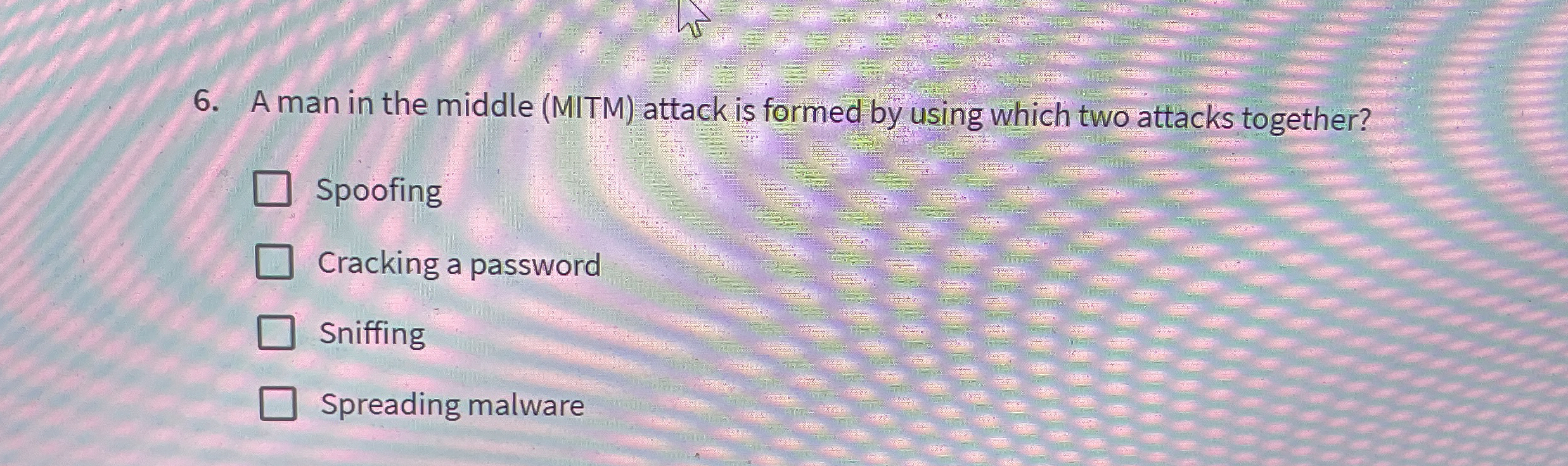 A man in the middle ( MITM ) attack is formed by