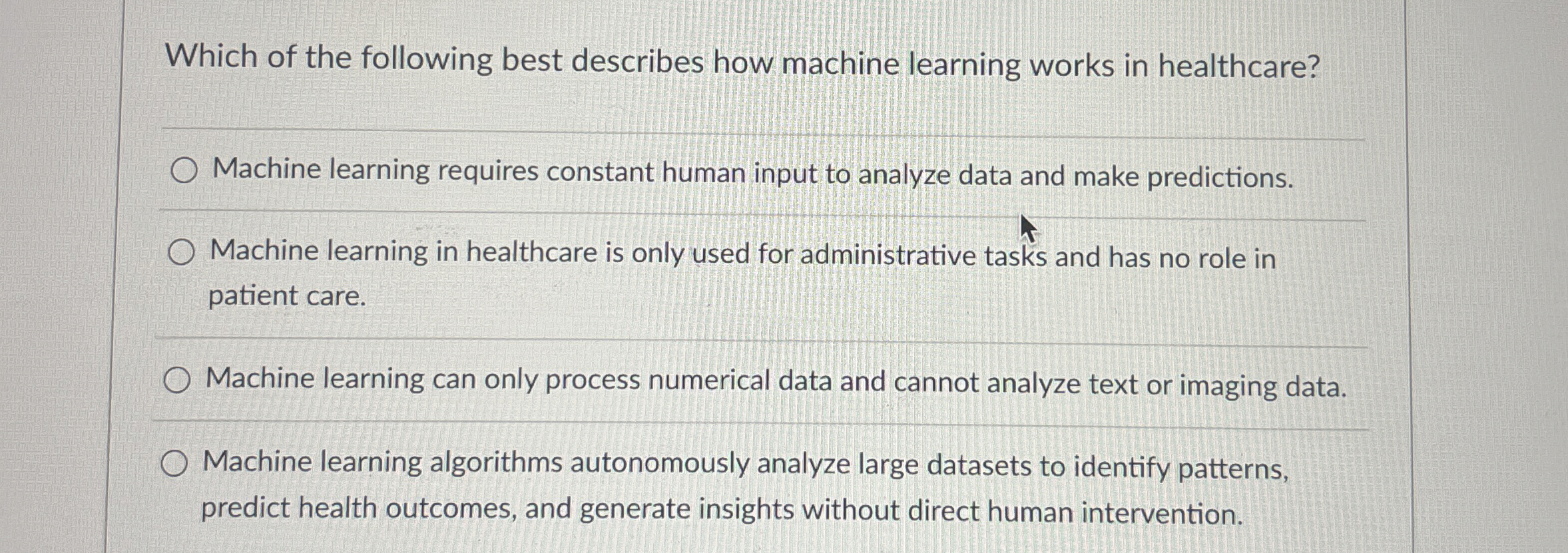 Which of the following best describes how machine