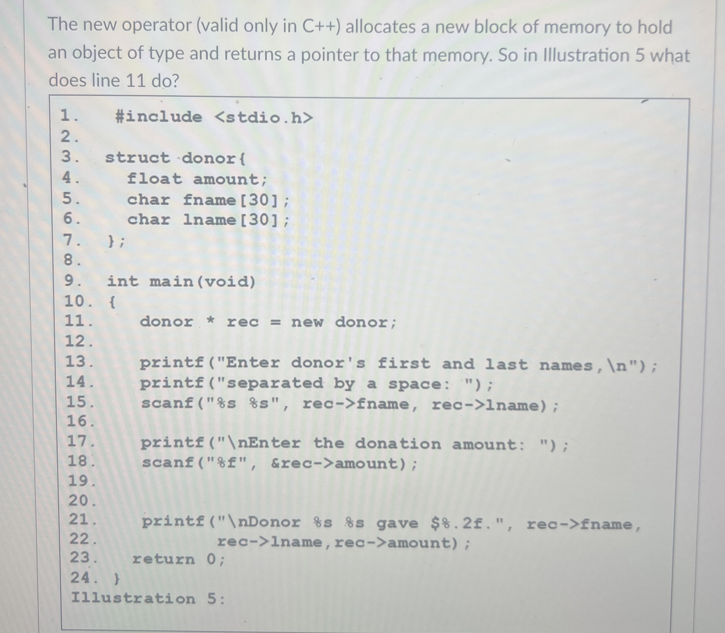 The new operator ( valid only in C + + )
