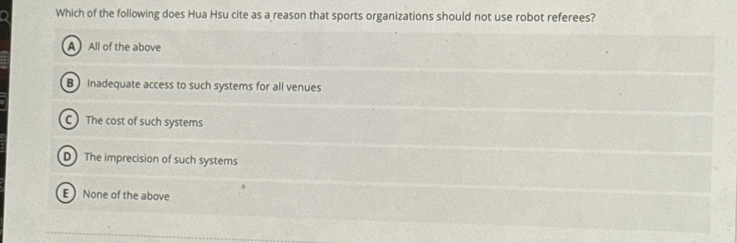 Which of the following does Hua Hsu cite as a