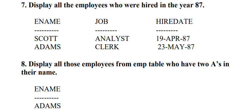 ( Note: solve it with SQL Plus Application,