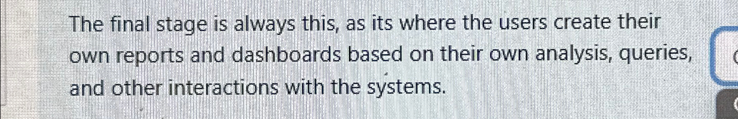 The final stage is always this, as its where the